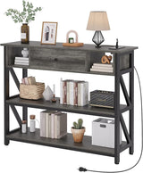 47 Inch Console Sofa Table with Drawer, Industrial Entryway Table with Storage Shelves,