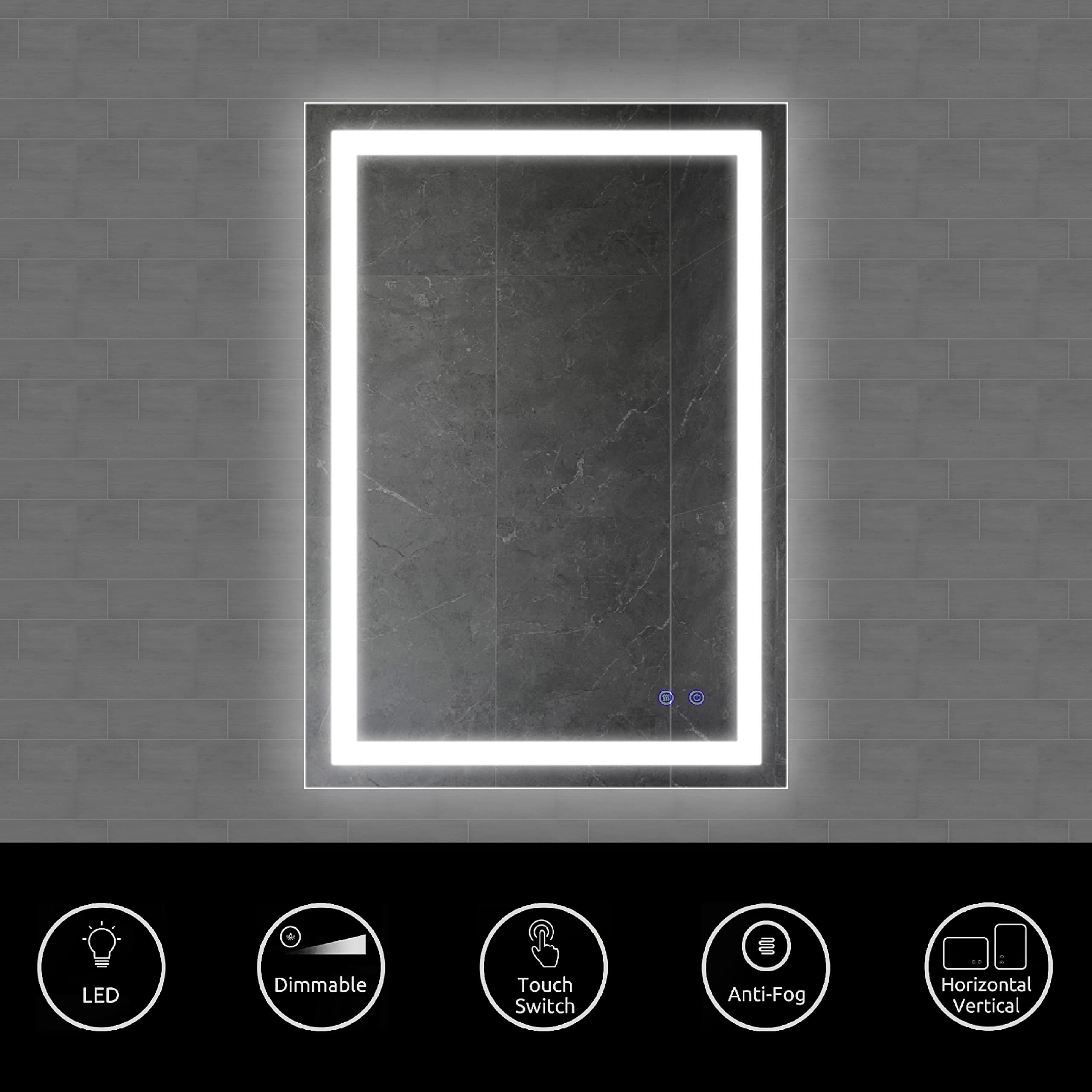 Frameless LED Illuminated Bathroom Wall Mirror