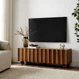 Sorren 54 Inch Scalloped TV Stand in Walnut – 3 Door Media Console Cabinet