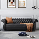 Modern 3 Seater Couch, Large Sofa Furniture, Roll Arm Classic Tufted Chesterfield Settee