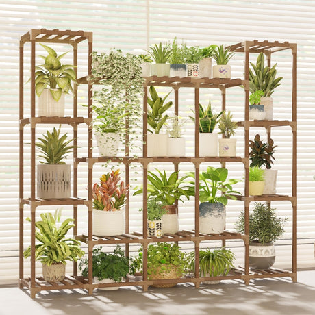 Plant Shelf Large Outdoor Plant Stand Indoor Tall Plant Rack Wood