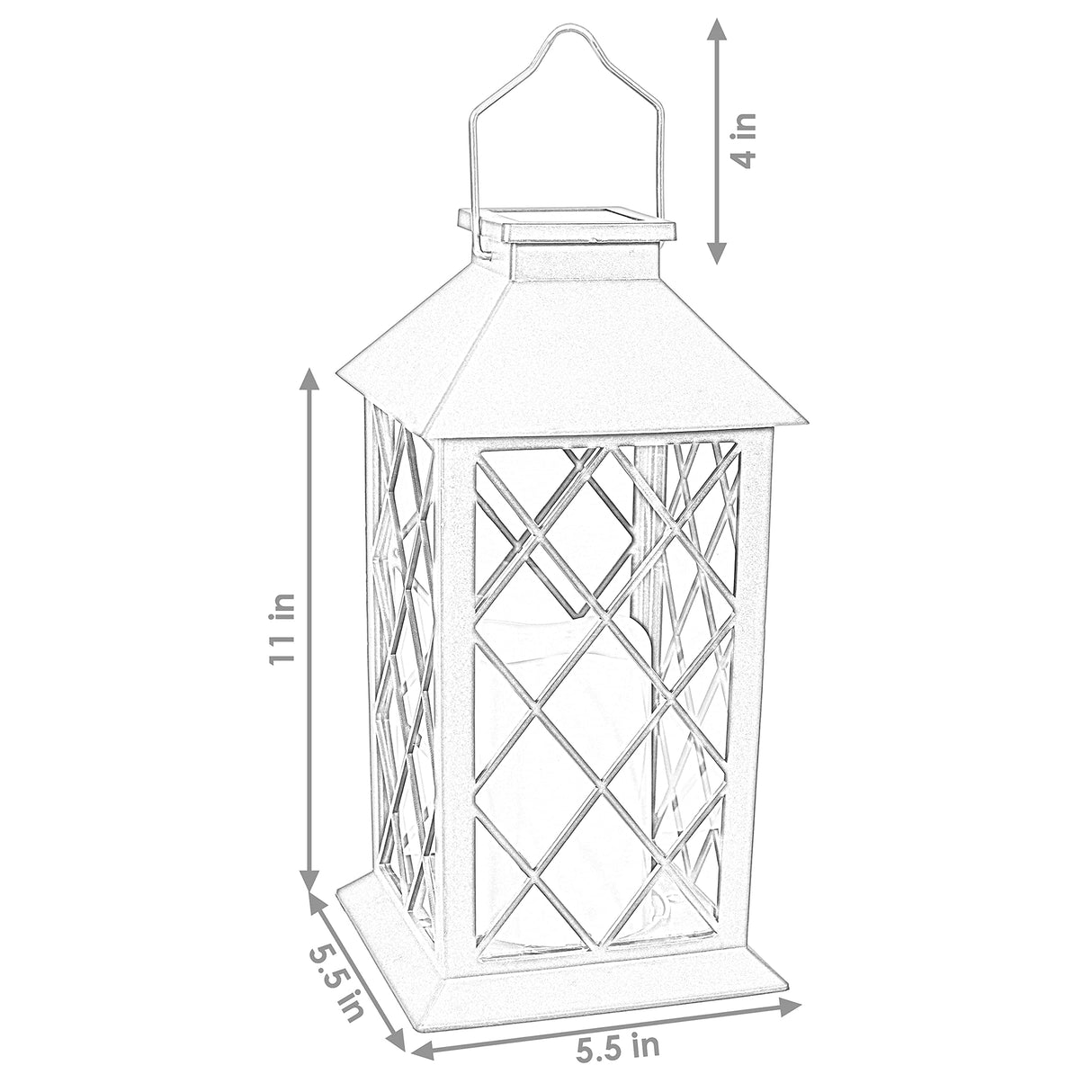 Sunnydaze Concord 11-Inch Solar LED Decorative Candle Lantern - Tabletop/Hanging Light - Set of 2 - White