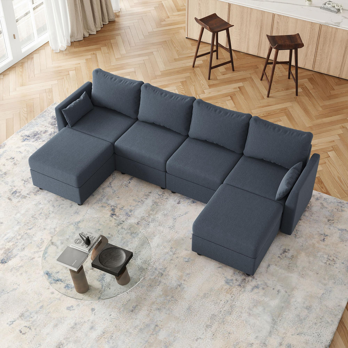 Modular Sectional Sofa, 6 Seat Modular Couch with Storage, Memory Foam