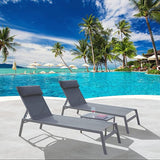Patio Chaise Lounge Set, Aluminum Pool Lounge Chairs with 5 Adjustable Position