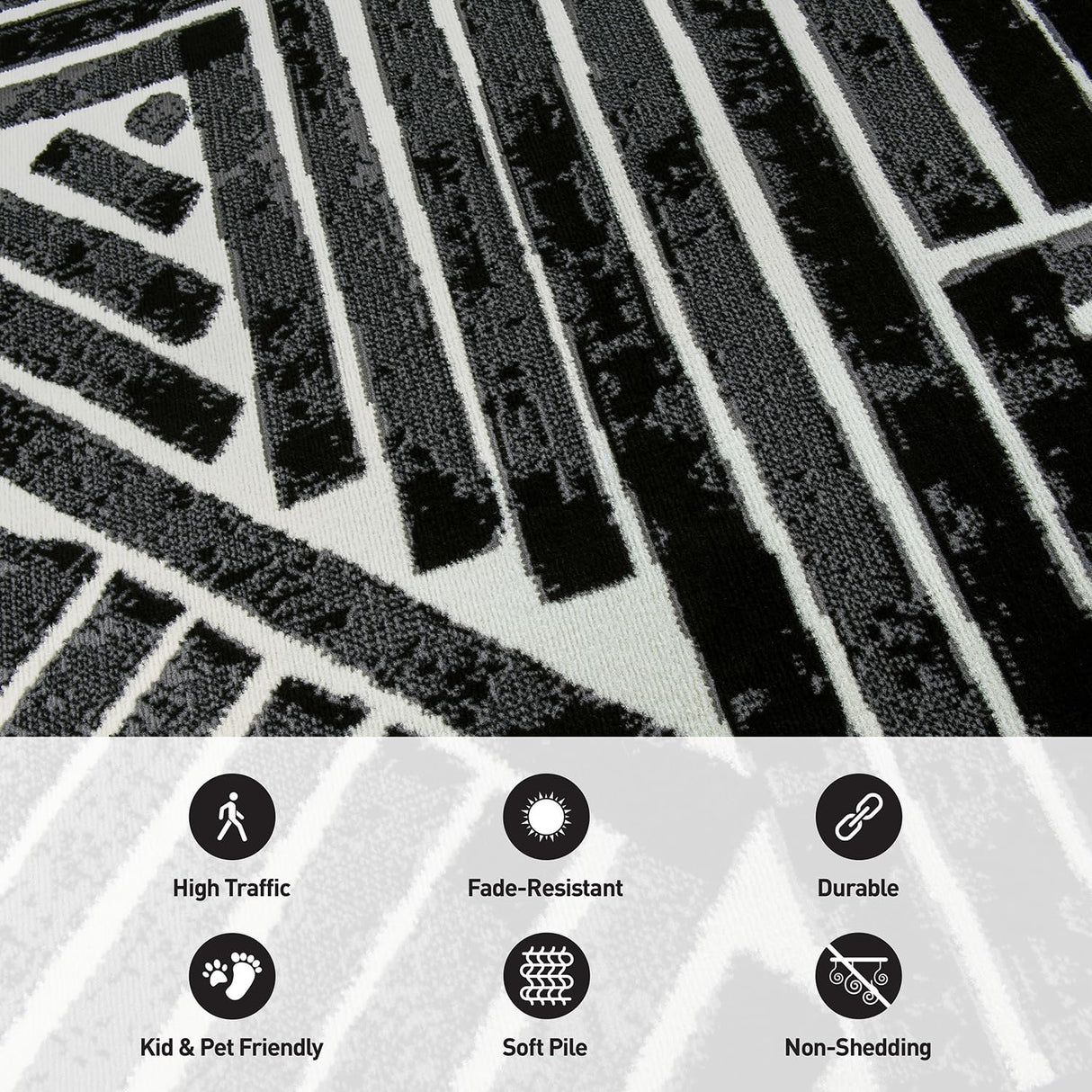 Contemporary Stripe Area Rug 7'10" x 10' Black