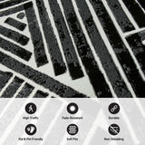 Contemporary Stripe Area Rug 7'10" x 10' Black