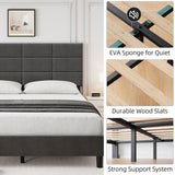 SleepNest Luxe – Full Size Upholstered Bed Frame with Adjustable Headboard