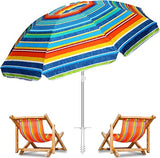 3 Pack 6.5FT Beach Umbrellas for Sand Outdoor Portable Beach