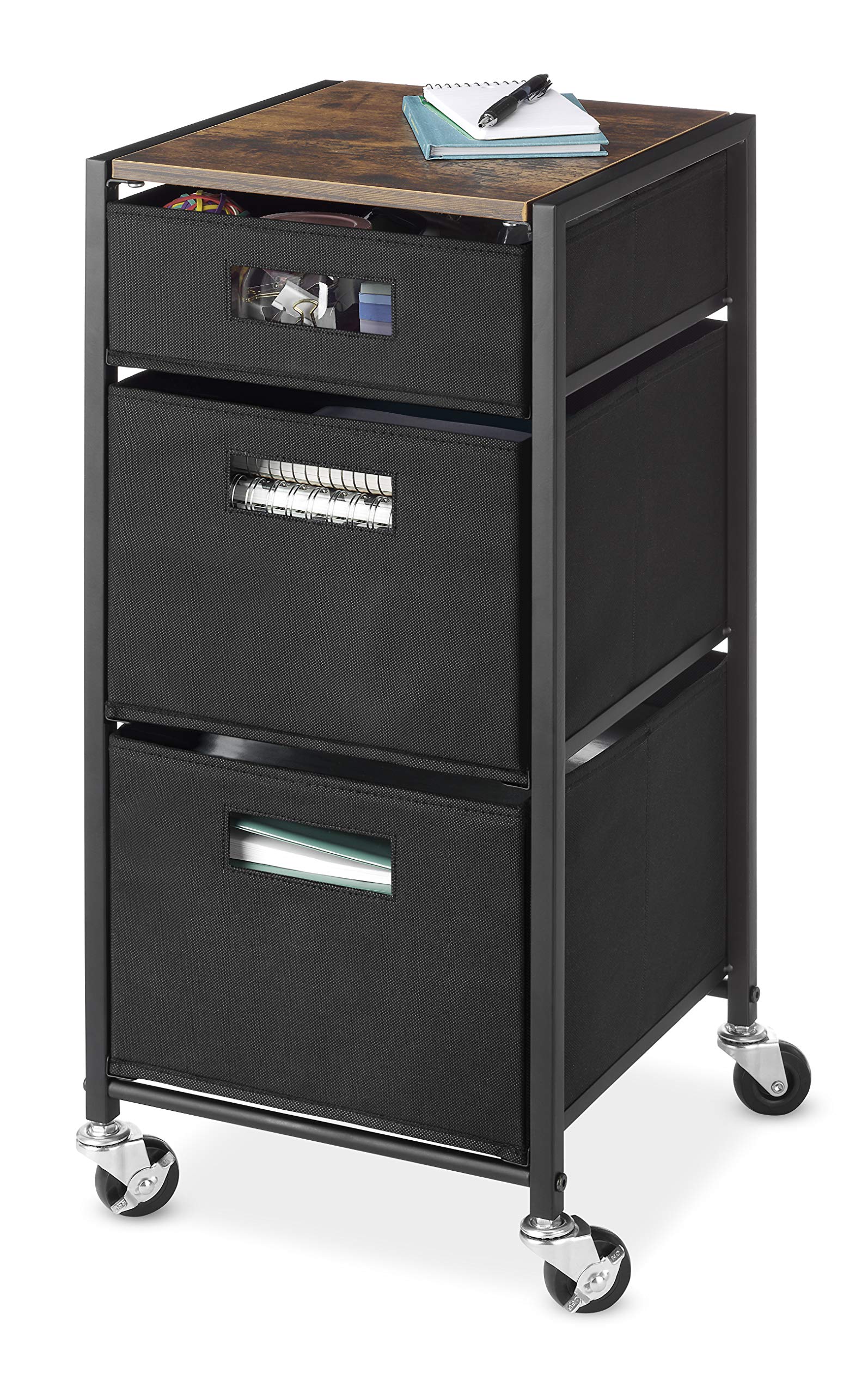 Rolling 3-Drawer Storage Utility Cart, Brown