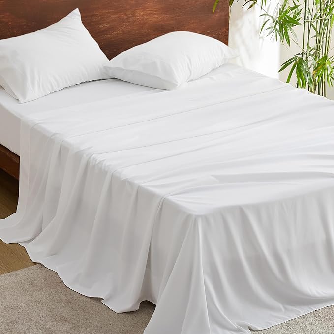 Cooling Sheets for Queen Size Bed Set, Polyester & Rayon Derived from Bamboo,