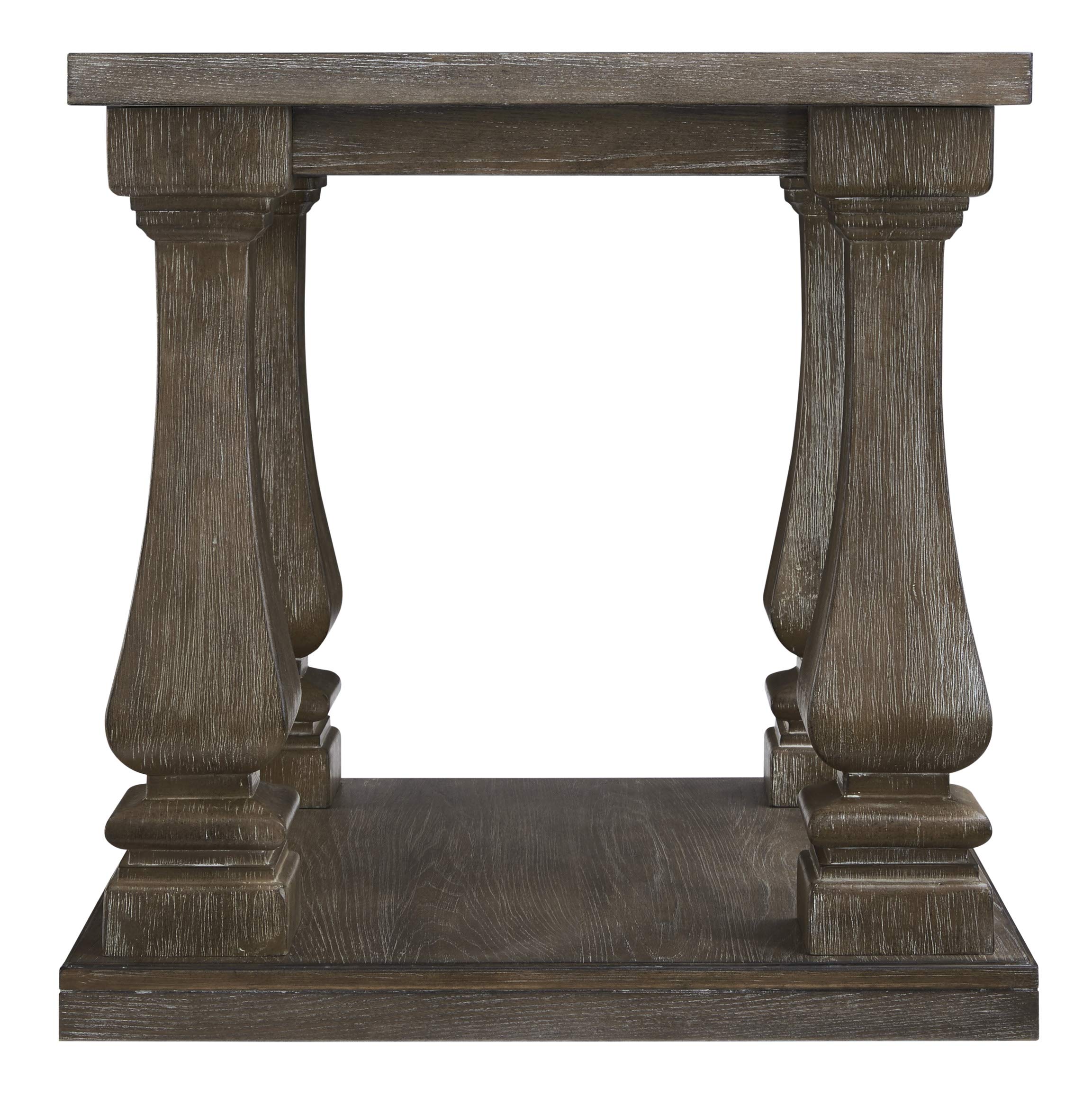 Modern Country Rectangular End Table, Weathered Brown