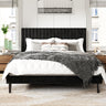Queen Velvet Platform Bed Frame with Upholstered Headboard