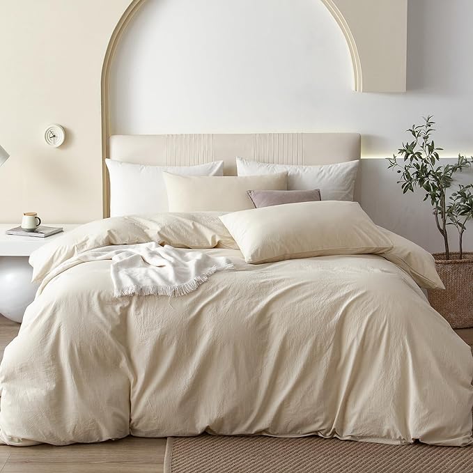 Durable Linen Feel Bedding for All Seasons King, Solid Chocolate Brown