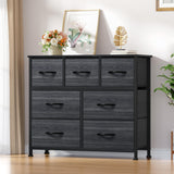 Dresser TV Stand, Dresser for Bedroom, Fabric Dresser with 7 Drawers, Furniture Storage