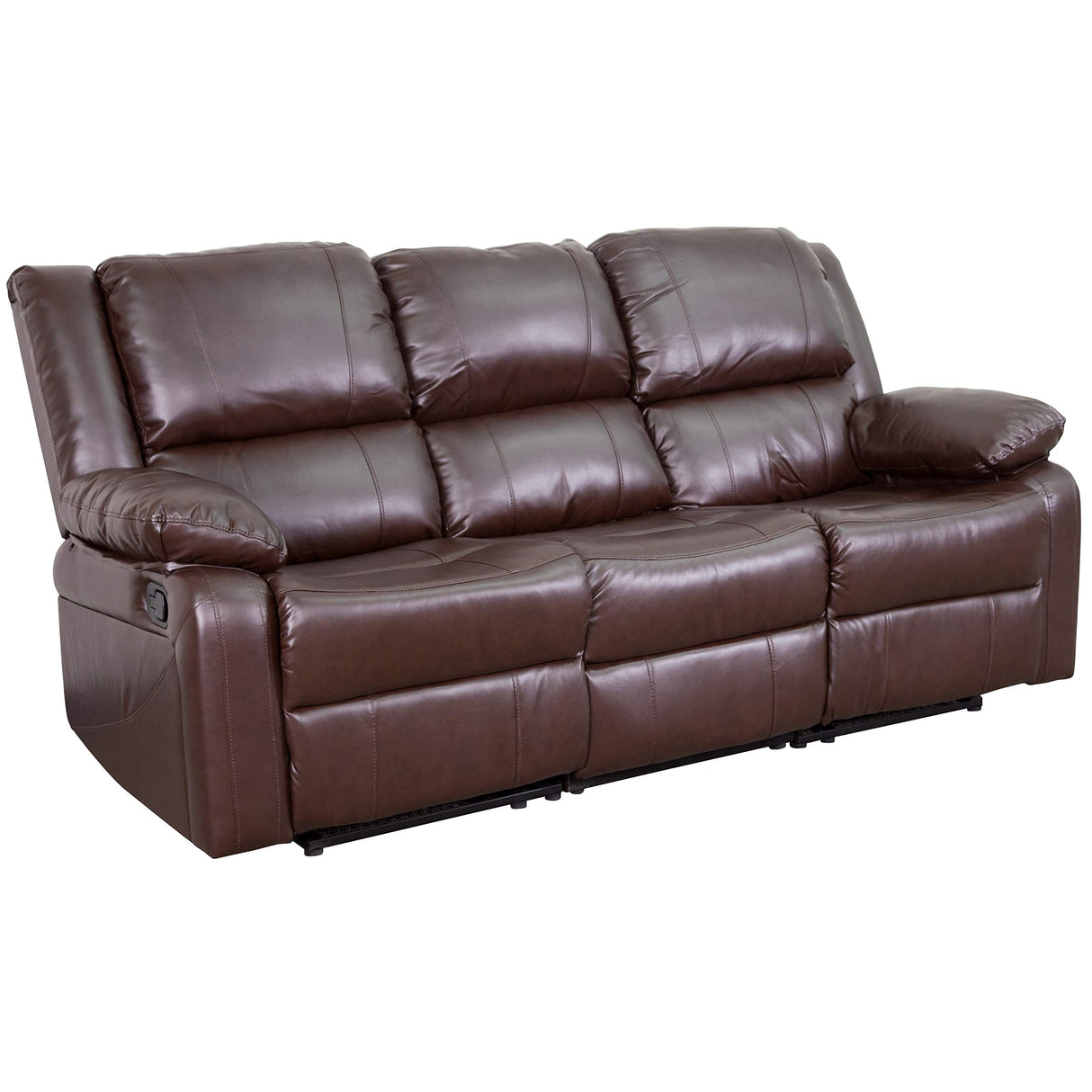 Series Brown LeatherSoft Sofa with Two Built-In Recliners