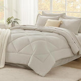 King Size Comforter Set with Sheets Olive Green - 7 Pieces Bed in a Bag King