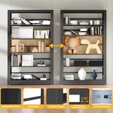 69" Tall Heavy-Duty Bookshelf, 5-Tier Metal Bookshelf with Adjustable Shelves