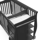 5-in-1 Convertible Crib and Changer (Gray) – Crib and Changing Table Combo with Drawer, Converts to Toddler Bed, Daybed and Full-Size Bed, Storage Drawer