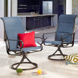 Patio Dining Chairs High Back Outdoor Swivel Rocker Set with All Weather Frame (Blue