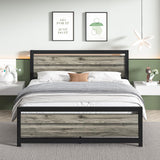 Catrimown Wood Queen Bed Frame with Headboard and Footboard, Queen Size Bed Frame with Heavy Duty Metal, Noise-Free, No Box Spring Needed, Easy Assembly