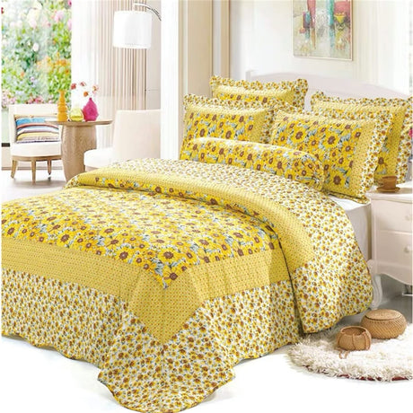 Cotton Polka Dot Comforter Set Sunflower Patchwork Bedspreads Quilt Sets Sunflower