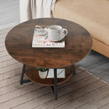 Round Coffee Table, 2-Tier Circle Coffee Table with Storage