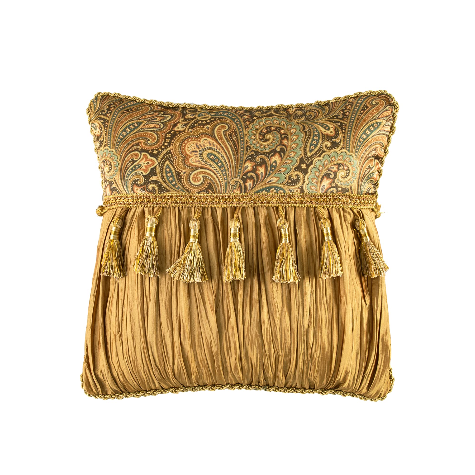 9-Piece Jacquard Comforter Set - Luxury Damask Bedding with Euro Shams & Bedskirt (Bronze Gold, Queen)