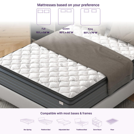 Isabella Hybrid Pillow Top King Mattress, Medium Firm Support, Motion Isolation