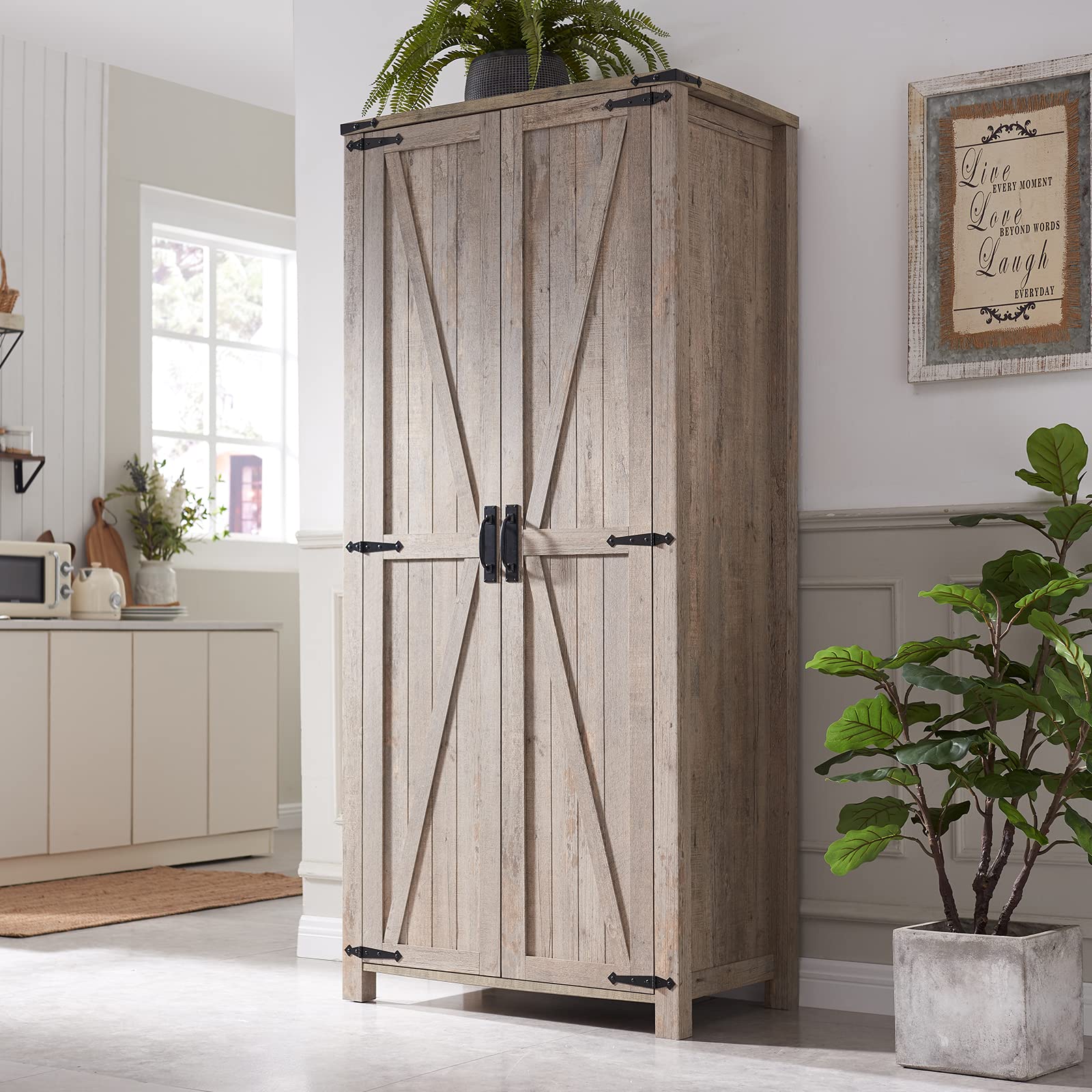 Farmhouse Armoire w/Adjustable Shelves