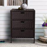 Outdoor Towel Cabinet, PE Rattan Pool Storage Organizer