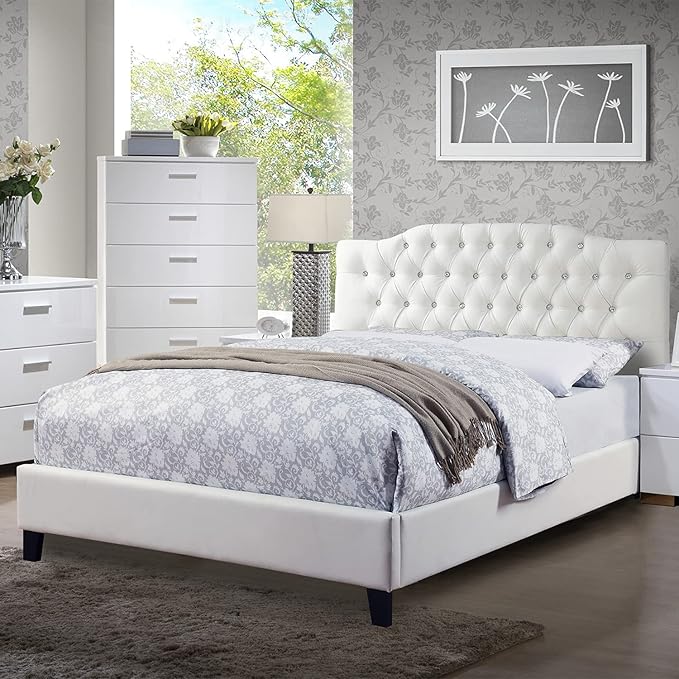 Blue Grey Polyfiber Upholstered Full Size Bed