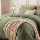 Queen Bed in a Bag - 7 Pieces Dark Grey Comforter Set, Lightweight All Season Ultra