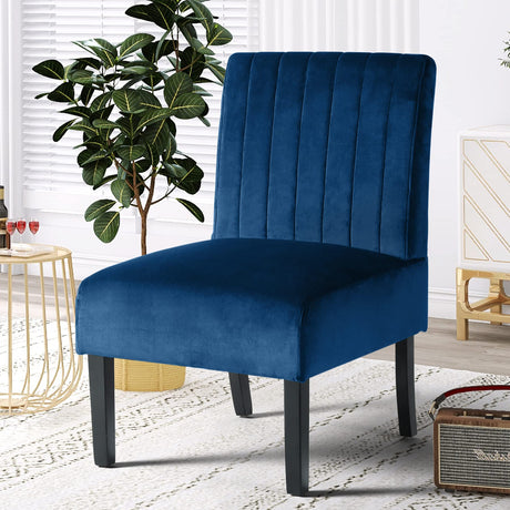 Modern Velvet Armless Accent Chair Decorative Slipper Chair Vanity Chair for Bedroom,