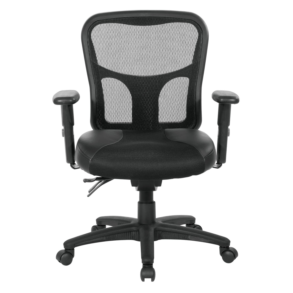 Breathable High Back Manager's Chair with Leather and Mesh Seat, Adjustable Height