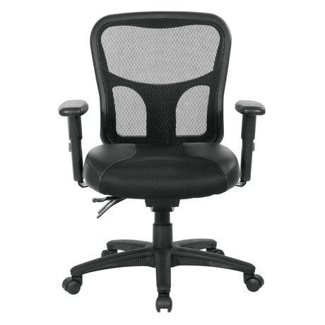 Breathable High Back Manager's Chair with Leather and Mesh Seat, Adjustable Height