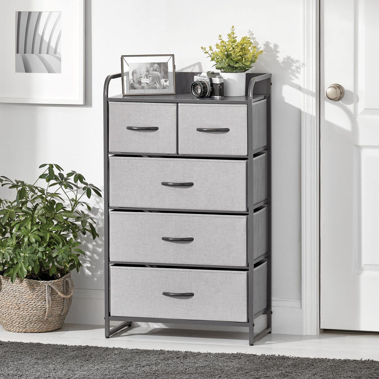 Tall Dresser Storage Chest - Vanity Furniture Cabinet Tower Unit for Bedroom, Office