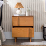 Sprague Contemporary Detailed Drawer Solid Wood Nightstand, 20 Inch, Caramel