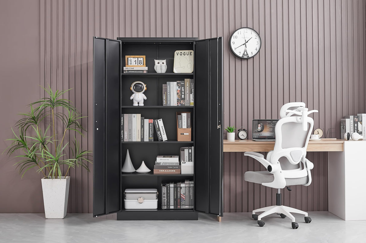 Steel Storage Cabinet with Adjustable Shelves, Garage Shelving Cabinet