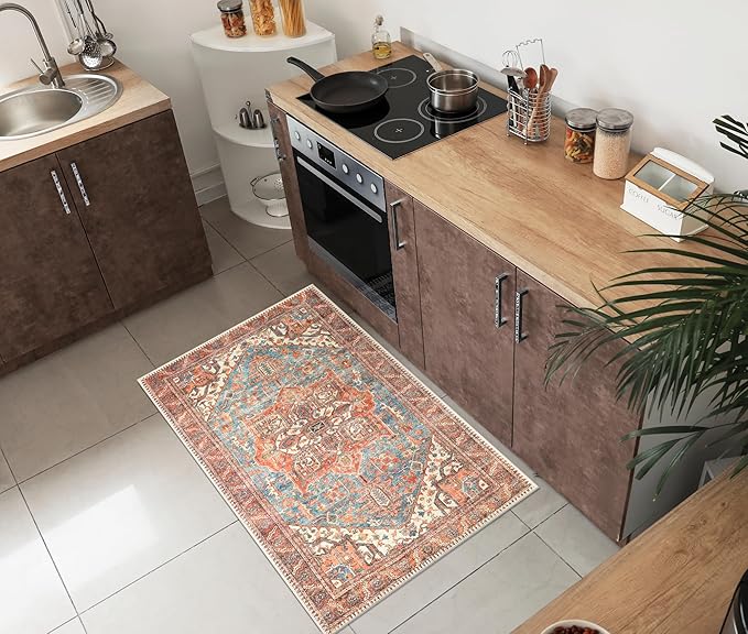 Machine Washable Area Rugs with Non-Slip Backing, Ideal for Hallway, Living Room
