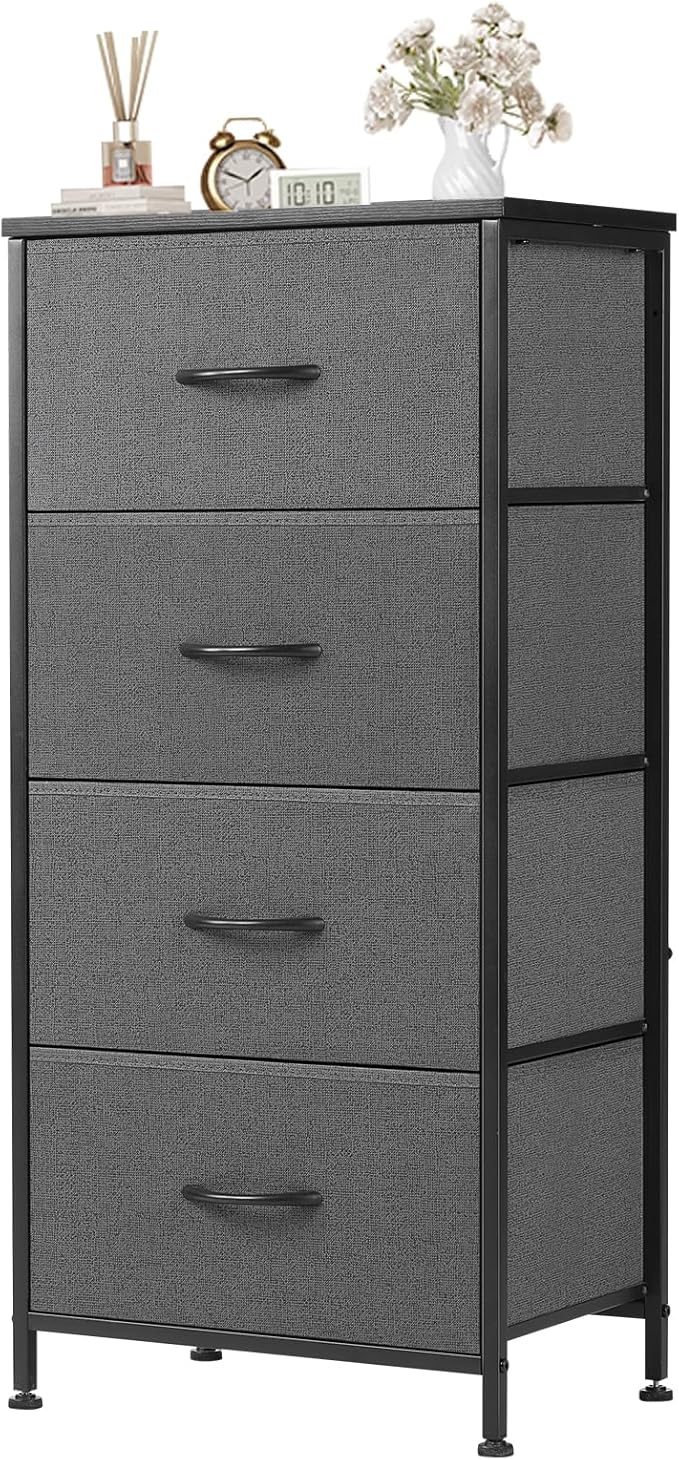 Dresser for Bedroom, Tall Dresser with 8 Drawers, Storage Tower with Fabric Bins, Double