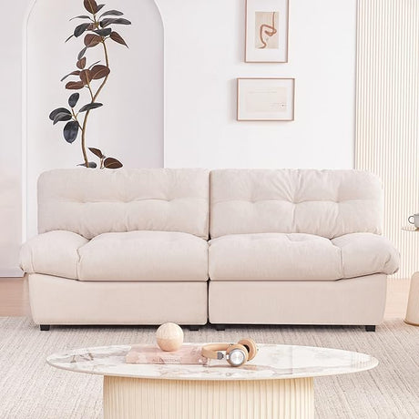 80" Chenille Cloud Deep Seat Overstuffed Couches for Living Room, Cozy Comfy Cloud Sofa with Solid Wood Frame,