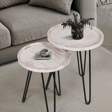 Nesting Tables for Living Room, Round Nesting Coffee Table