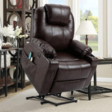 Power Lift Recliner Chair for Elderly, Electric Massage Heated Recliner Chair, Faux Leather Lift Chair with 2 Remote Controls, USB Ports, Cup Holders & Side Pockets for Living Room (Black)