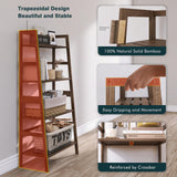 Bookshelf and Ladder Shelf, Bamboo Freestanding Open Storage Shelving Unit