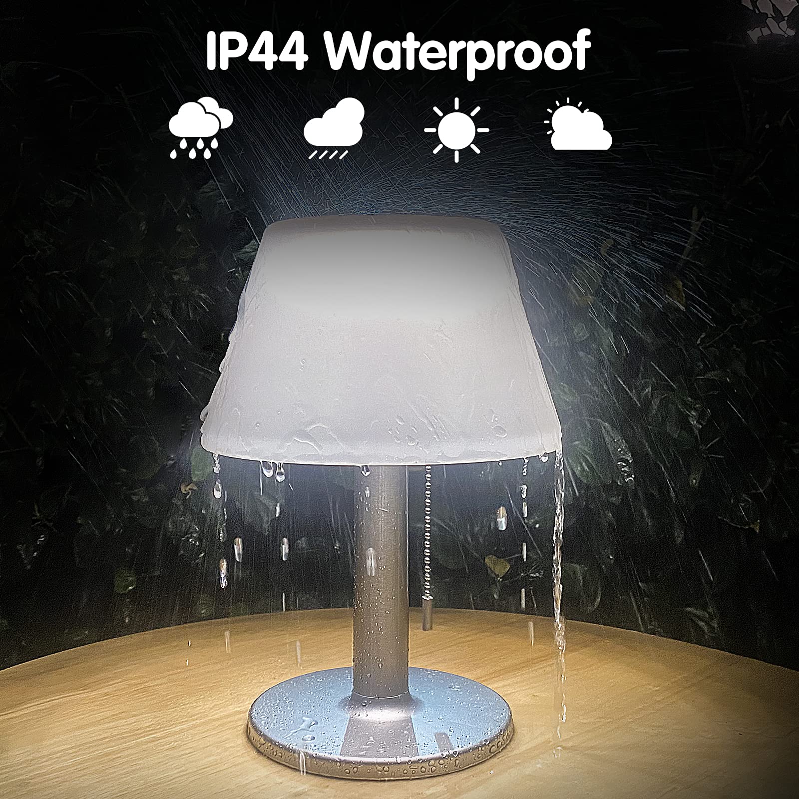 LED Solar Table Lamp Outdoor Waterproof-3 Way Dimmable Outside Patio Table lamp,
