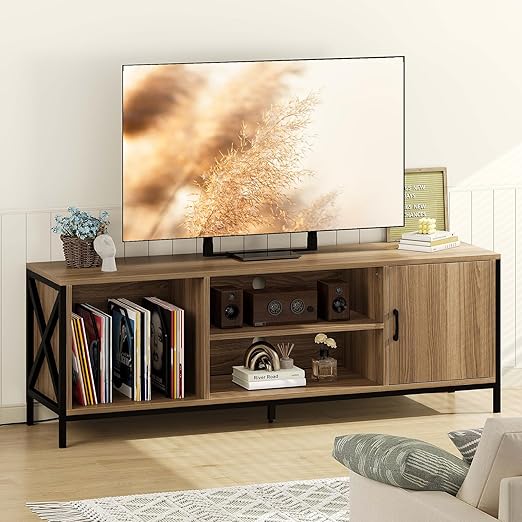 55 Inch TV Stand with Storage - Entertainment Center for TVs up to 70 Inches