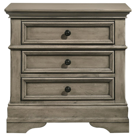 Home Furnishings Manchester 3-Drawer Nightstand Wheat