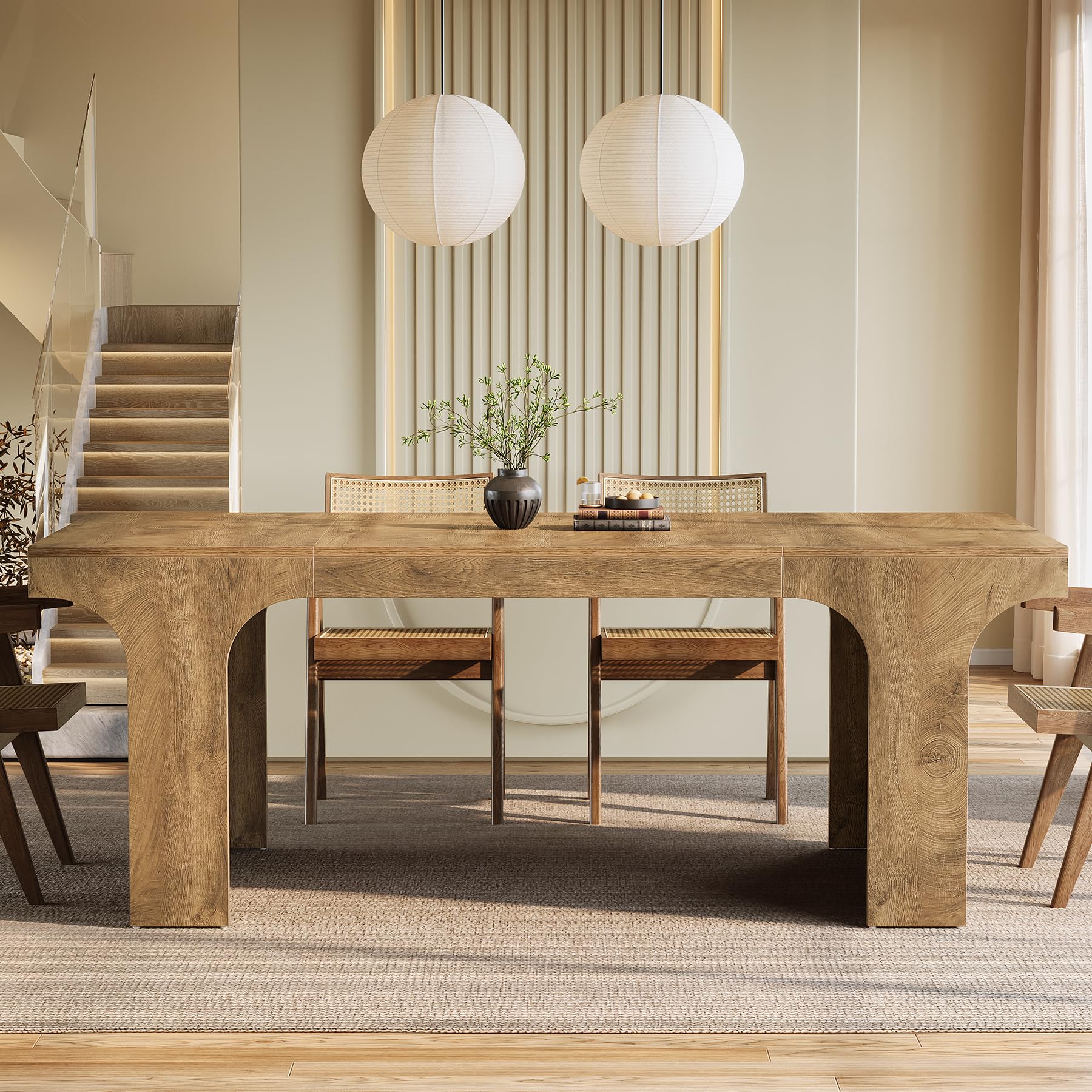 71-Inch Farmhouse Dining Table for 6-8 People