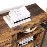 Lowell Storage Cabinet, Sideboard with Adjustable Shelves and Louvered Doors, Industrial,