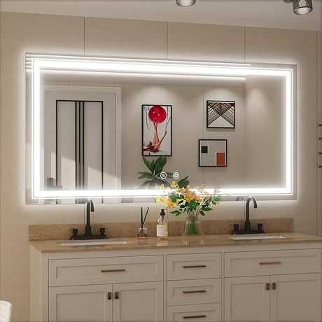 LED Bathroom Mirror, 30 x 36 Inch Anti-Fog Lighted Bathroom Mirror